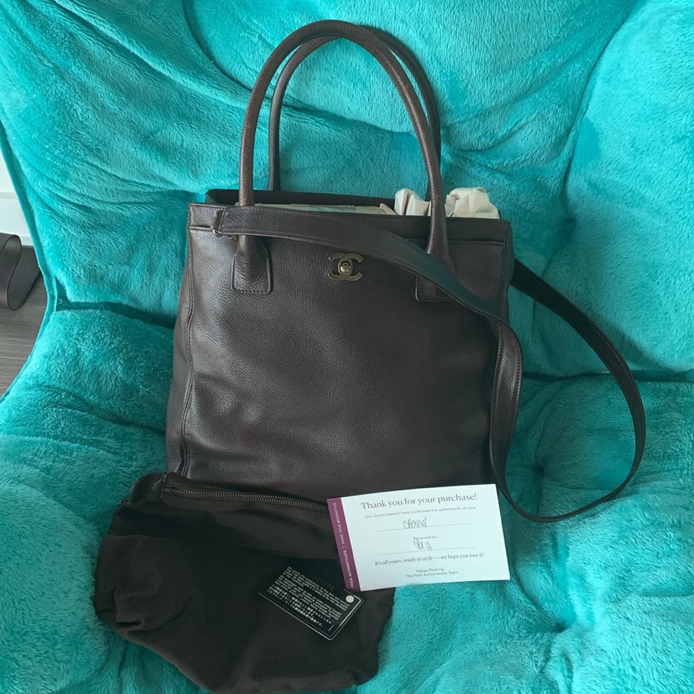 Authentic Chanel Executive Cerf Tote Leather Bag